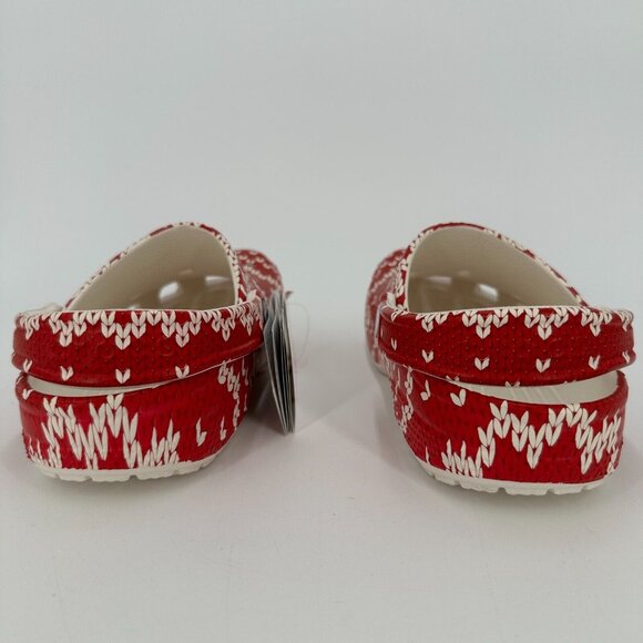 Crocs Adult Classic Clogs Women's 5 Men's 3 Red Holiday Sweater Slip-on Shoes J2 - Picture 5 of 10